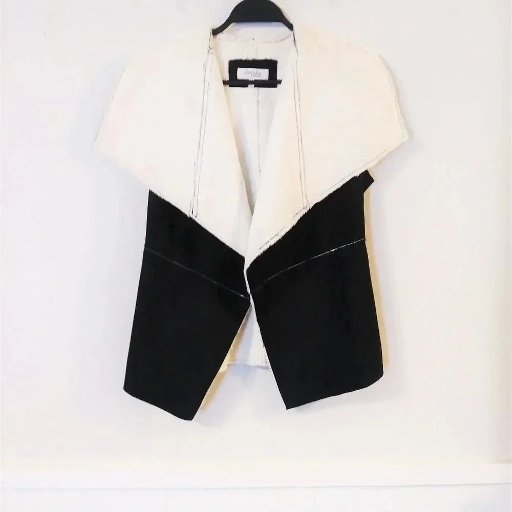 Charlotte Russe Black White Faux Suede Fur Vest